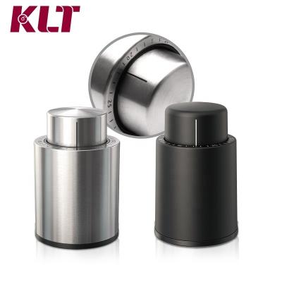 China Viable Wine Stopper Vacuum Wine Stopper Food Grade KLT Stainless Steel Cork Stopper With Date Mark for sale