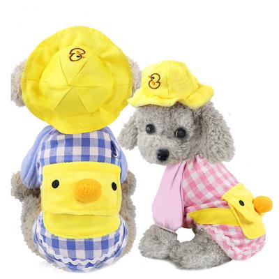 China Duck Small Dog Clothes With Cartoon Hat Backpack Dog Shirt Cute Puppy Coat Soft Pomeranian Pet Clothes For Small Dogs XS-2XL for sale