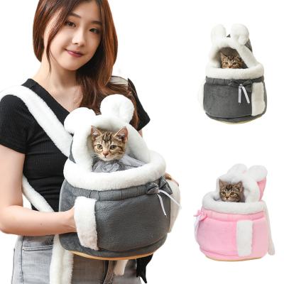 China Pet Cat Carrier Bag Winter Warm Breathable Breathable Backpack For Dogs Small Cat Outdoor Travel Kitten Hanging Trunk Bag 6Kg Carrier for sale