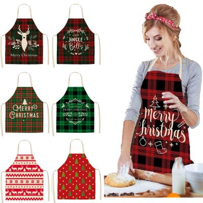 China Christmas Kitchen Apron Adult Women Cleaning Canvas Apron For Kitchen Housekeeping Cleaning Apron for sale