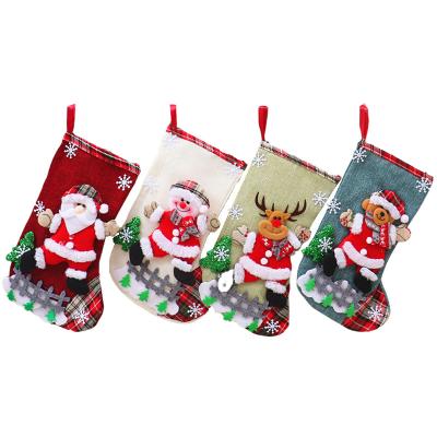 China Festival Stuff Kids Christmas Jars Decoration Home Ornament Props Santa Snowman Large Candy Bag Gift Box for sale