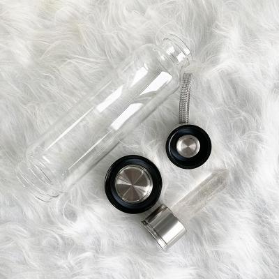 China Custom Clear Stones Glass China Logo Quartz Crystal Stainless Steel Clear Water Bottle Healing for sale