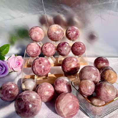 China Wholesale Natural Stone Size Rose Quartz Spheres In Palm China Lavender Sheen Star Flash Crystals Healing for sale