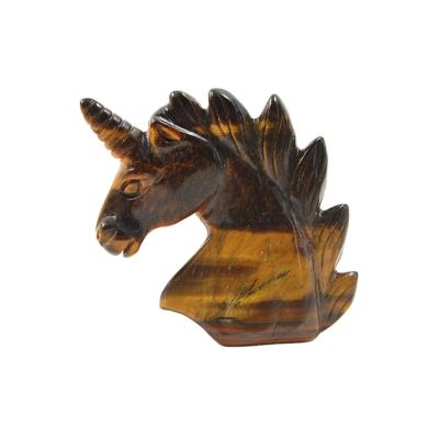 China China Natural Tiger Eye Stone Carved Unicorn Ornaments for sale