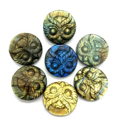 China China Wholesale Natural High Quality Nice Snap Labradorite Owl Carving for sale