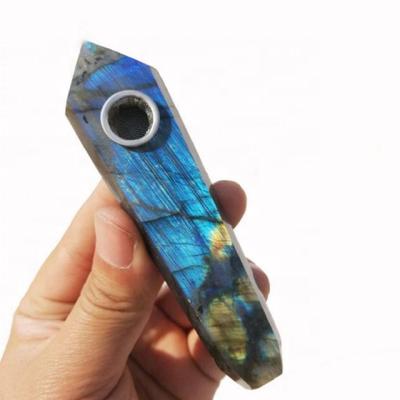 China New Design Labradorite Healthy Smoking Natural Crystal Smoking Pipes for sale