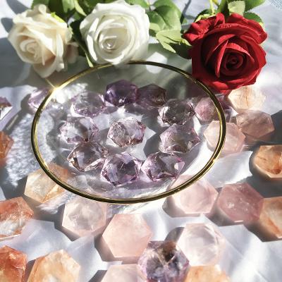 China Pure China Ornaments Natural Crystals Amethyst Rose Quartz Fire Quartz Hexagram Pendant for sale