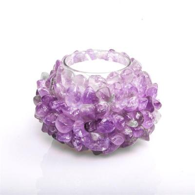 China China Wholesale Customized Indoor Amethyst Rose Quartz Crystal Candle Holders Holiday Christmas Wedding Decoration for sale