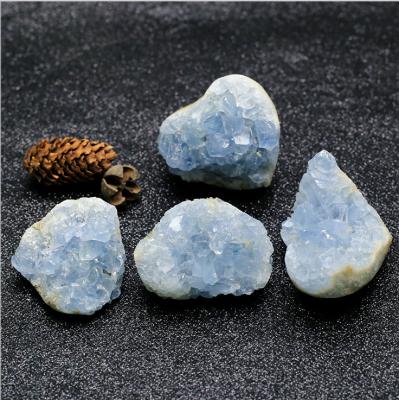 China Wholesale Natural Blue Crystal Geode Mineral Specimen Geode Group China Celestite Crystal Cluster For Decoration for sale