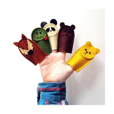 China Fabric OEM Kids Finger Puppet Doll Toy Animal 5 Fingers for sale