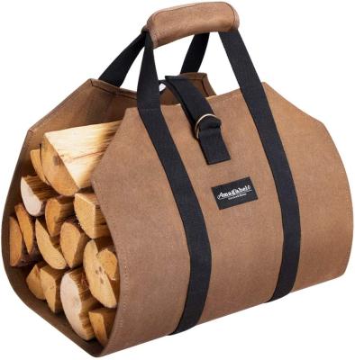 China Log Carrier Tote Bag Made In China Eco - Friendly Canvas Sturdy Firewood Bags for sale