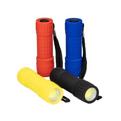 China Small size ; Multi-colors Promotional Cheap Colorful Battery Powered Pocket AAA Small COB Rubber Painting LED Flashlight Rubber Plastic Torch for sale