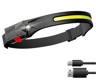 China Camper Hiking Climbing Fishing 350 Lumen COB LED Wide Beam USB Induction Headlamp Rechargeable 5 Headband Light 5