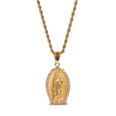 China CLASSIC Jewelry Factory Wholesale Religious Jewelry Virgin Mary Catholic Pendants Necklaces Stainless Steel Pendant 24k Gold Plated for sale