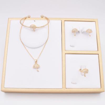 China Cute Sweet Mushroom Necklace Earring Bracelet Ring Fashion Baby Jewelry Set Dubai 18K Gold High Quality Necklace Set BB0003 for sale