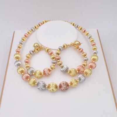 China New High Quality CLASSIC Jewelry Set Mixed Italian Gold Color Ball Necklace Earring Set For Wedding NT0144 for sale