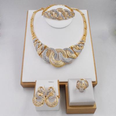 China TRENDY 18k Gold Plated Jewelry Set For Women Fashion Necklace Earrings Bracelet Ring Set for sale