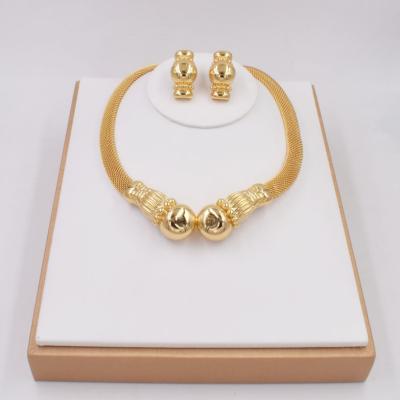 China CLASSIC Hip Hop Geometry Necklace Earring Set Fashion Dubai Gold Plated Jewelry Set For Women NT0105 for sale