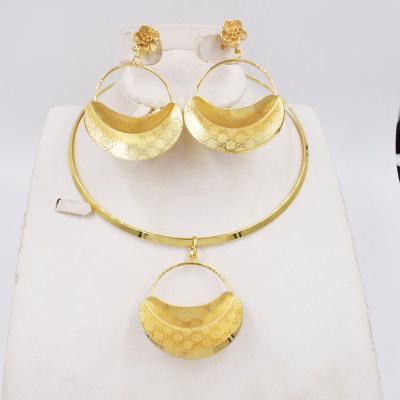 China CLASSIC High Quality Italian Gold Plated Jewelry Set Fashion Women Necklace Earring Set for sale