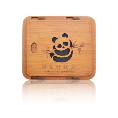 China Natural Bamboo Multifunctional Cross Stitch Box Portable Sewing Bamboo Sewing Box for sale