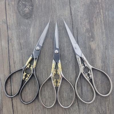 China Fabric /Sewing Shears Vintage Exquisite European Antique Stainless Steel Classic Craft Scissors for sale