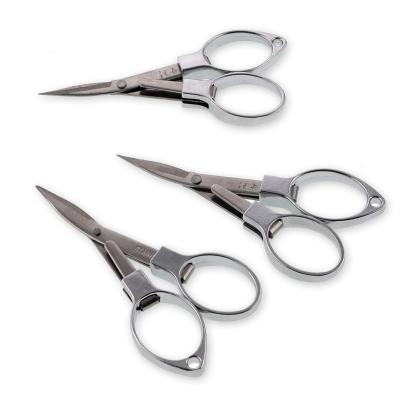 China Small Travel Mini Folding Scissors Fishing Cutting Portable Embroidery Stainless Steel Shears Silver Color for sale