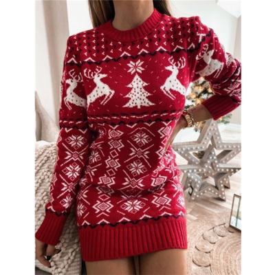 China Winter 2021 New Breathable Casual Fashion Custom Sweater Dress Christmas Clothes Women Plus Size Sweaters for sale