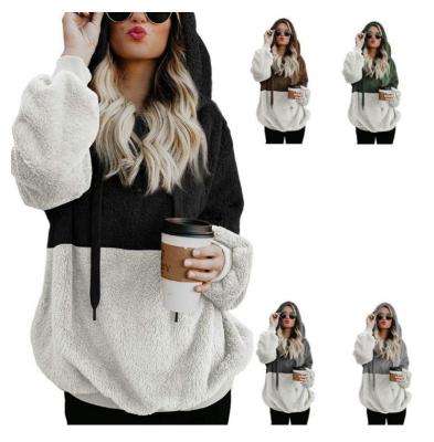 China 2021 Autumn And Winter New Stitching Breathable Hooded Sweater Female Custom Made Jacket for sale