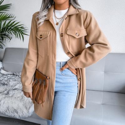 China Autumn New Arrival Breathable Deep V Neck Solid Color Women's Ladies Wooled Designs Winter Women's Coats for sale