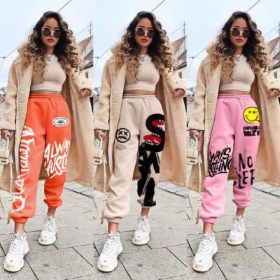 China Waterproof Autumn Fashion Stylish Women's Pants And Trousers Patterns Floral Printing Casual Panties Thickened Sweatpants Ladies Women Sportswear for sale