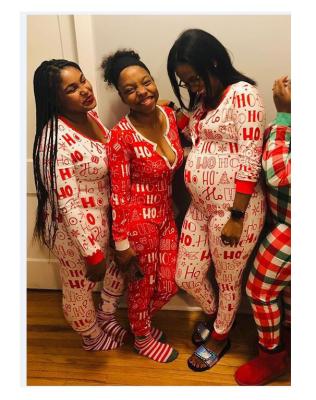 China 2021FAll/Winter Christmas Homewear QUICK DRY Wholesale Fashion Printed Long Sleeve Overalls Xmas Pajamas for sale