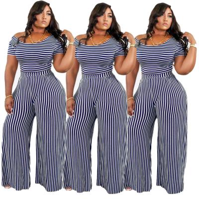 China Hot Selling Sexiest Size Clothing Fashion Breathable Square Neck Women's Short Sleeve Striped Print Casual Two Piece Suit for sale