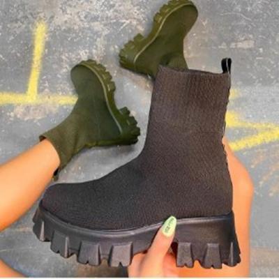 China 2021 light women boots slip on western ankle boots platform knitted ladies fashion female booties Autumn Socks Boots For Women for sale