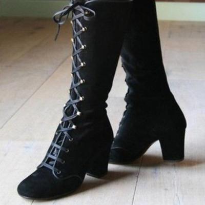 China 2021 Light High Boots Bandage Women Winter Knight Boots Thick-Heeled High Boots for sale