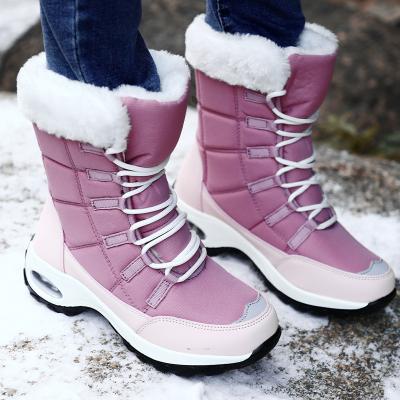 China Fashion Trend Winter New Style Awesome Snow Boots Women Leather Trim Flat Boots Winter Women Snow Boots for sale