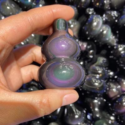 China High Quality National Crystal Gems Healing Rainbow Obsidian Natural Gourd Geo Decoration Pendant Gift for sale