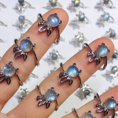 China Crystal Bead Energy Gemstone Crystal Cute Labradorite Healing Small Goldfish Ring Valentine's Day Gift for sale