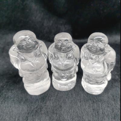 China Geo national Crystal Carving Crafts Healing White natural Crystal Buddha Statue Carving Feng Shui Crystal Crafts for sale