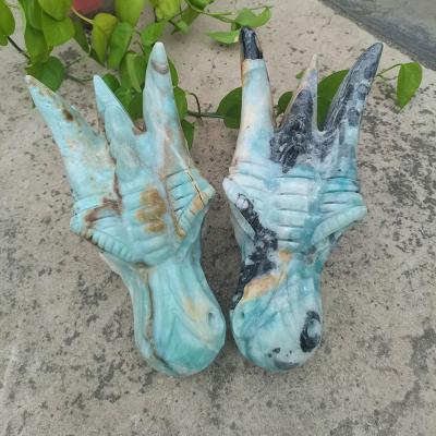 China Free Geographic Wholesale Crystal Carving Animal Carving Crafts Large Dragon Skulls Folk Crafts Healing Crystal Dragon Head for sale