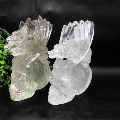 China Natural China Healing Crystal Carving Hand Carved Crystal Skulls Clear Quartz Crystal Skulls For Home Decor for sale