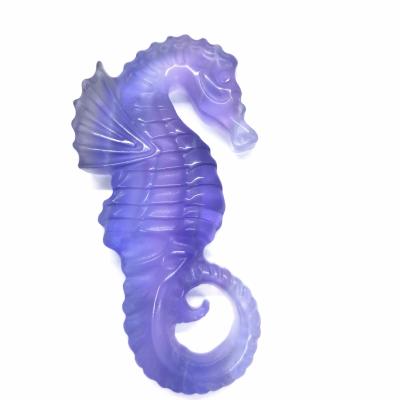 China National Geo Fluorite Crystal Seahorse Nautical Natural Crystal Purple Animal Opens Love Crystals Healing Stone for sale