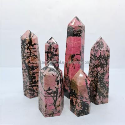 China China Wholesale Natural Crystal Spiritual Healing Stones Rhodonite Point Tower Quartz Point For Decoration for sale