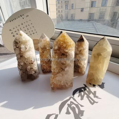 China New Product China Healing Crystal Natural Crystal Quartz Group Rough Raw Stone Geode Group Rough Bottom Tower for sale