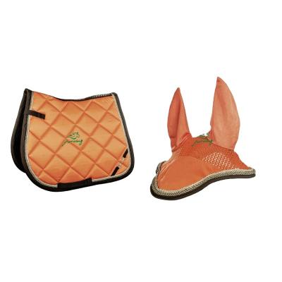 China 2021 New Custom Orange Horse Equipment Horse Pad Matching Set Horse Pads Set for sale