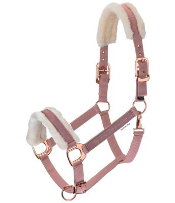 China Other Shiny Soft Padded Adjustable Fluffy Leather Fleece Headcollar Dog Horse Horse Horse Equipment for sale