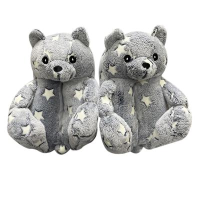 China 2021 Fashion Trend 3D Teddy Bear Slippers Custom Cute Women's Plush Slippers for sale