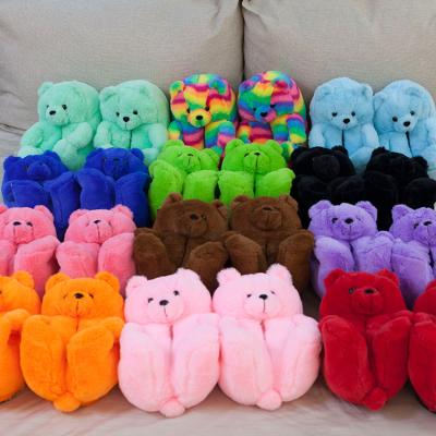 China Hot Selling Custom Stuffed Slippers Fashion Trend Plush Toy Teddy Plush Bear Slipper House Slippers Bedroom Slippers For Women for sale