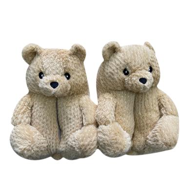 China Fashion trend fashion trend teddy bear cowshed fluffy warm novel teddy bear animal modeling slippers for sale