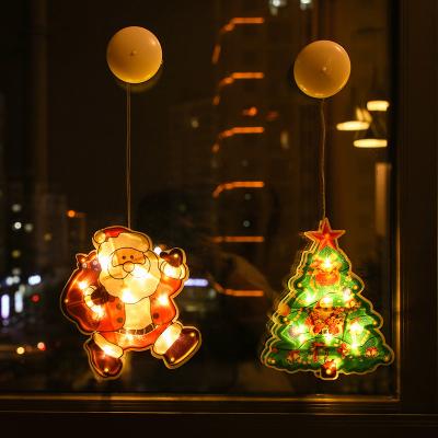 China Plastic Creative 3D Hanging LED Decoration Lights Room Modeling Bedroom Holiday Lighting Layout Window Glass Sucker Christmas Lights for sale