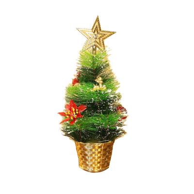 China 2021 Christmas Party PVC Christmas Tree Lights Artificial Luxury Small Christmas Tree Set Xmas Table Ornaments for sale